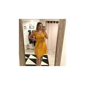 Shein Yellow Polka Dot Ruffle Mini Dress Medium